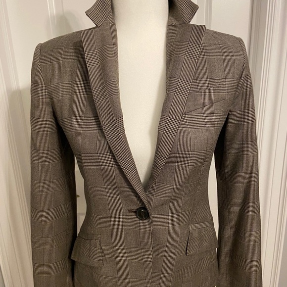 Tan/black check Zara Basic blazer